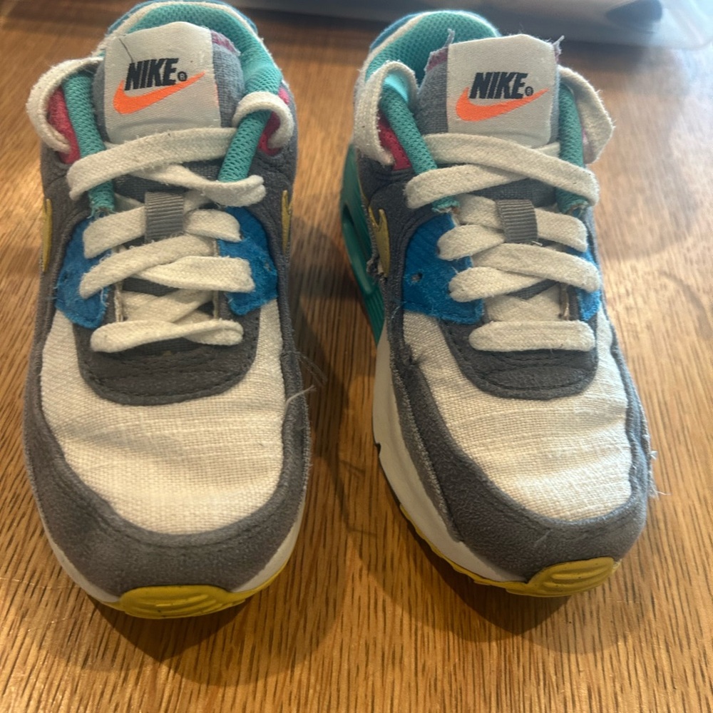 Nike Kids' Gray, Blue, and Yellow Sneakers - Picture 5 of 9